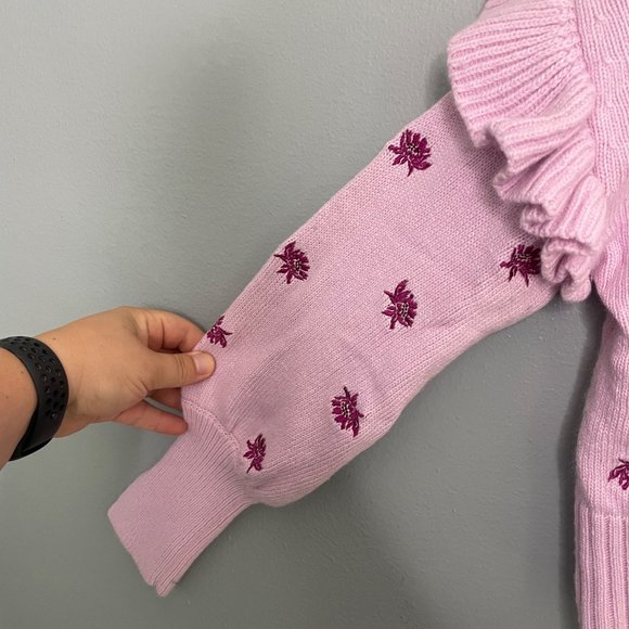 CINQ A SEPT lorelai embroidered ruffle sweater size XS - Picture 4 of 8